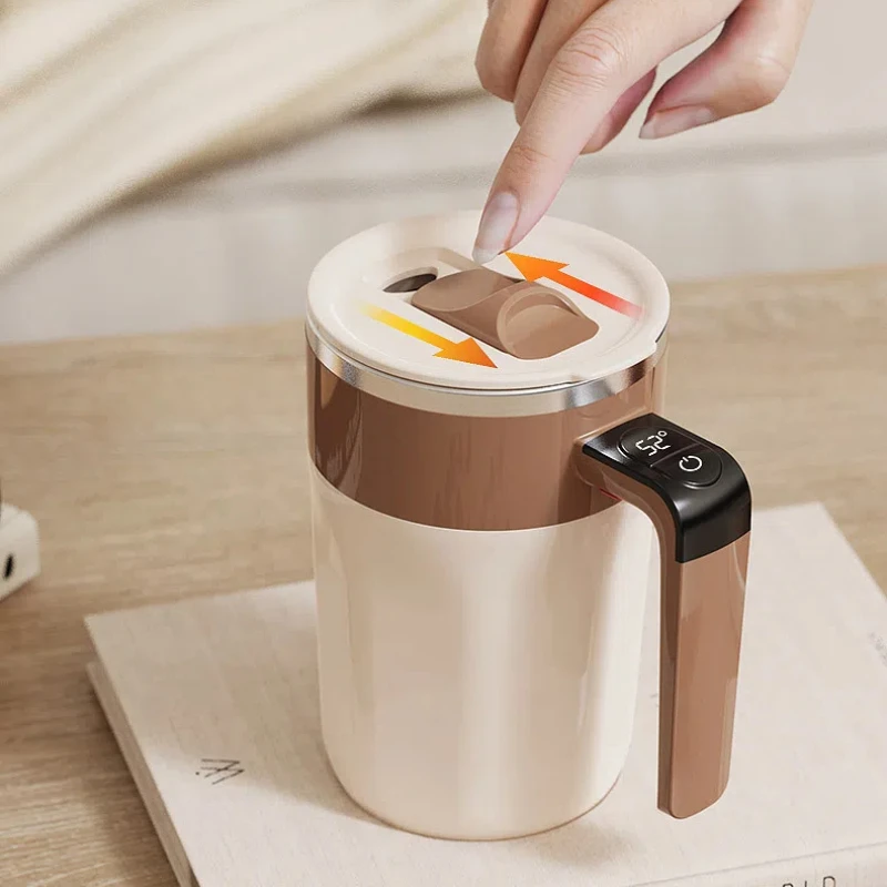 400 مللي كوب خلط LED عرض درجة الحرارة فنجان القهوة 316 الفولاذ المقاوم للصدأ المغناطيسي الدورية اثارة الحليب القهوة كوب ذاتي التحريك