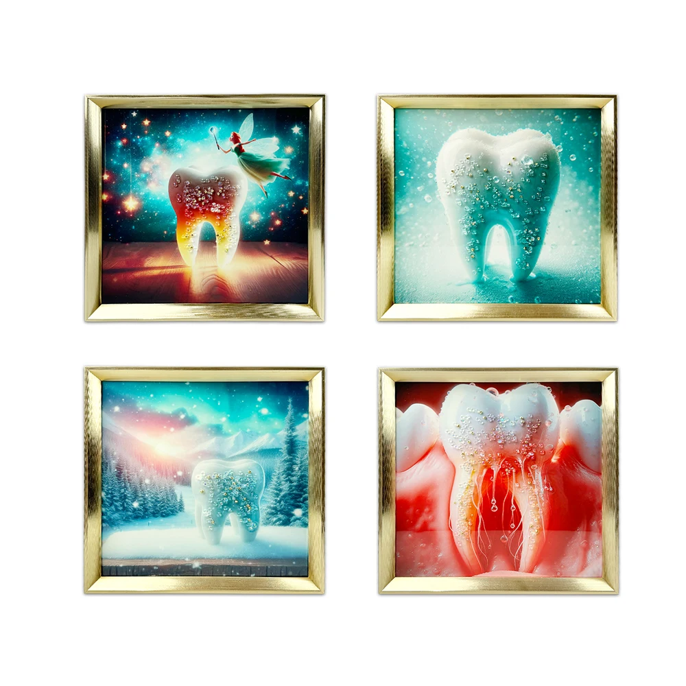 Dentistry Wall Painting Decor With Frame Dental Wall Art Dentist Posters Teeth Pictures Wall Decor For Office Clinic Decoration