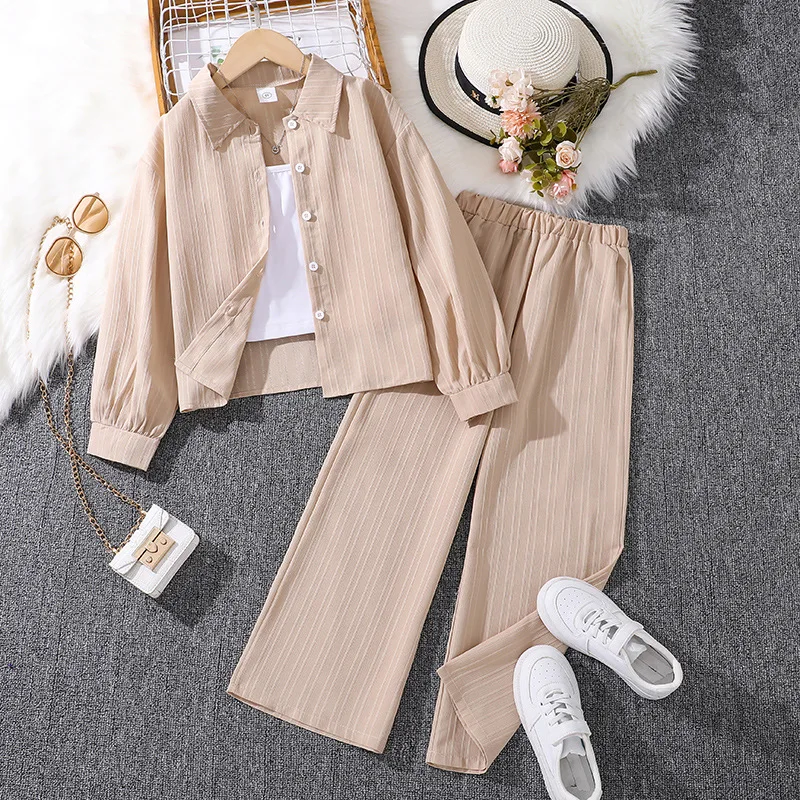 12 Colors 7 8 9 10 11 12 Years Girls Clothing Sets Long Sleeve Shirt + Long Pants 2pcs Girls Suits Birthday Gifts Kids Clothes