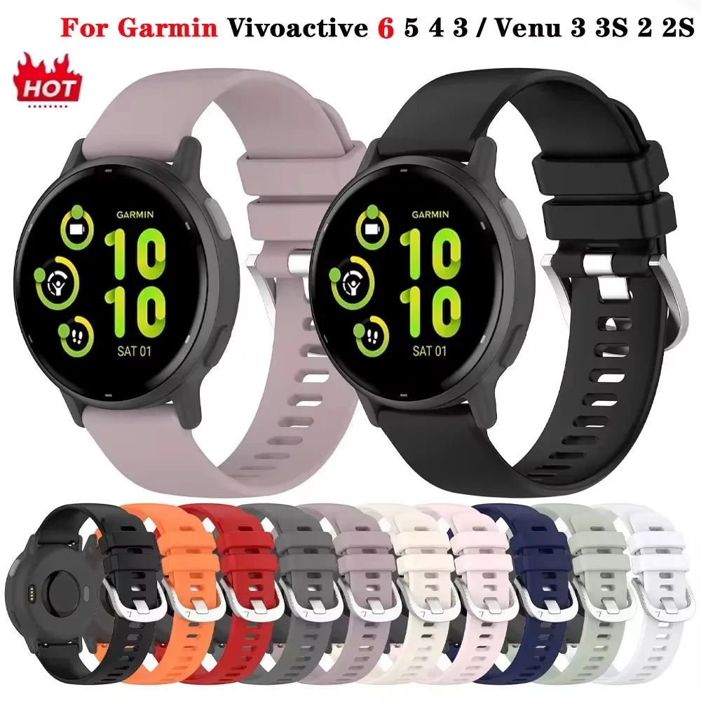 

18mm 20mm 22mm Silicone watch strap For Garmin Vivoactive 6 5 4 4s Watch Venu 3 2 2s 3s SQ Forerunner 970 165 Sports watch strap