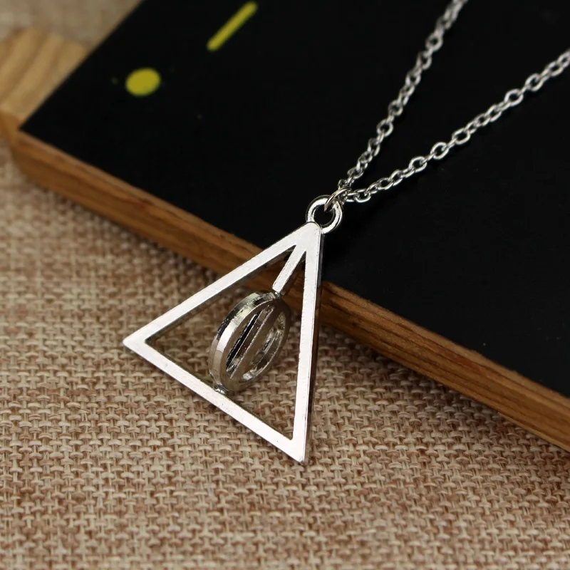 Triangle Necklace The Deathly Hallows Pendant Action Toy FiguresMovie Trendy Jewelry Chain Women Men Accessary Choker Collares