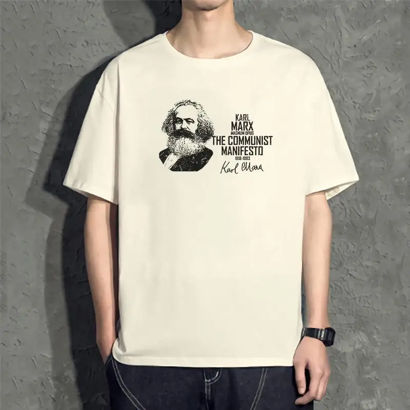 Men\'s T-Shirts Karl Marx Workers Unite Novelty 100% Cotton Tees Communism Marxism Socialism T Shirts Crew Neck Tops New Arrival