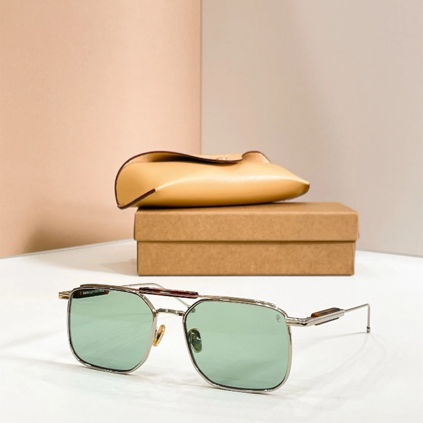 BC2005ST 55mm Designer Square Metal Sunglasses, Premium Double Bridge Frame, Retro Aviator Eyewear for Men Women