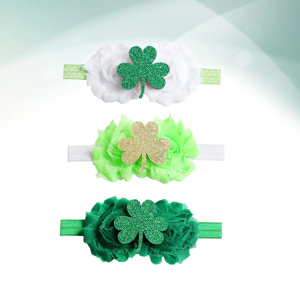 3 PCS Baby Headwear Band Girls Headbands The Flowers Green Toddler Hair Accessories Newborn