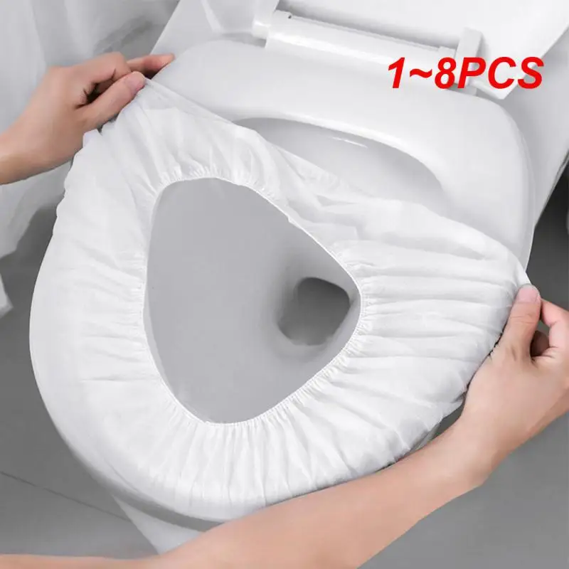 1~8PCS Disposable Toilet Cushion Travel Portable Toilet Sticker Cushion Paper Non-Woven Waterproof Universal Toilet Cover #2582