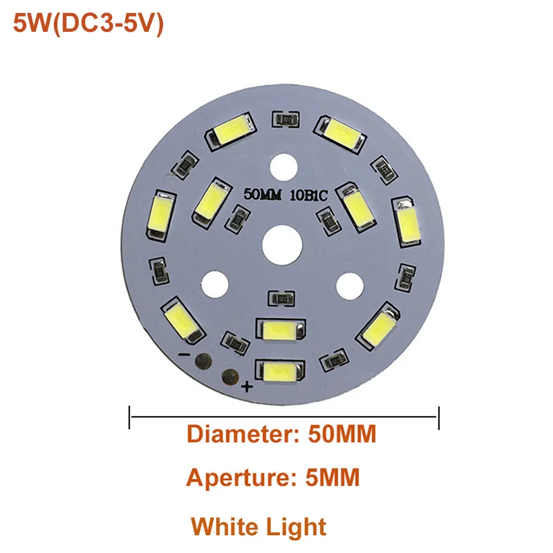 Luminosità LED SMD5730 5W DC3-5V colore lampada Bead Light Board lampadina trasformazione rotonda sorgente luminosa Dia 50MM luce calda bianca