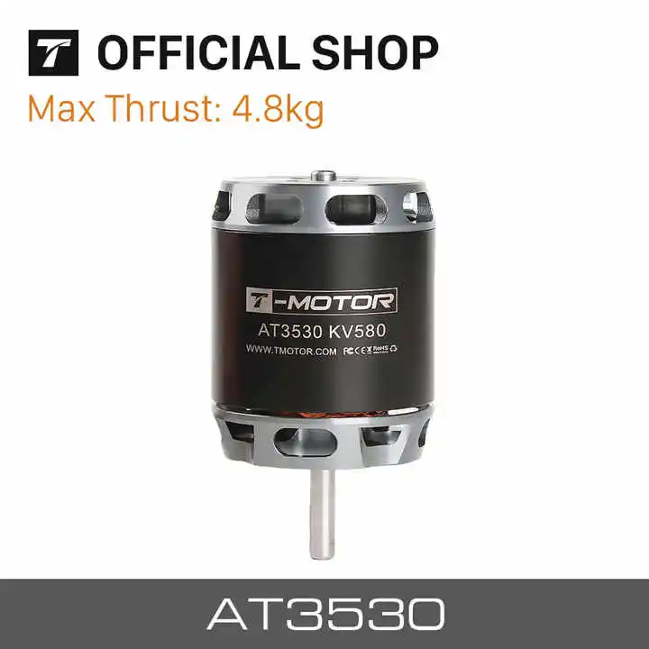 T-MOTOR AT3530 Mini Generator Motor Long Shaft KV580 Brushless Electric For RC Fixed Wing Remote Alloy Aluminium Metal
