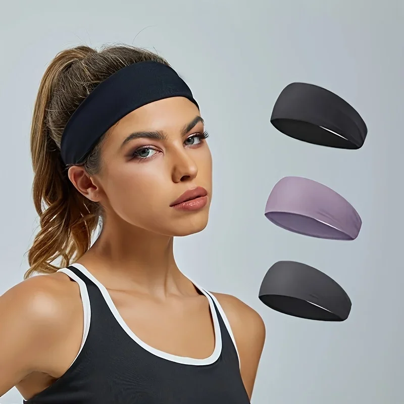 3-Pack Premium Sport Headband Non-Slip Wicking Elastic Athletic Hairbands Sports Headband for Workout Yoga Running Gym Exercise