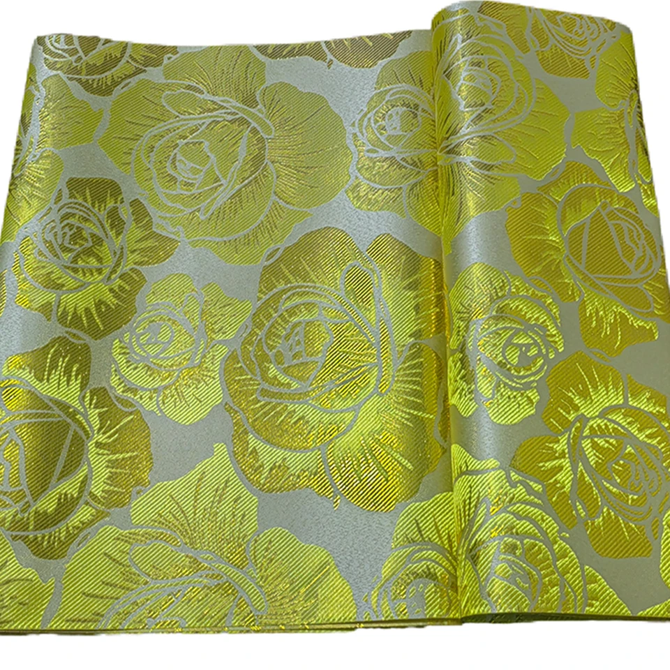 

African Head Wrap 2-Pcs Set for Wedding & Party, 2.5 Yards Nigerian Gele Fabric, Lemon African DIY Sewing Craft Fabric JX-12-2