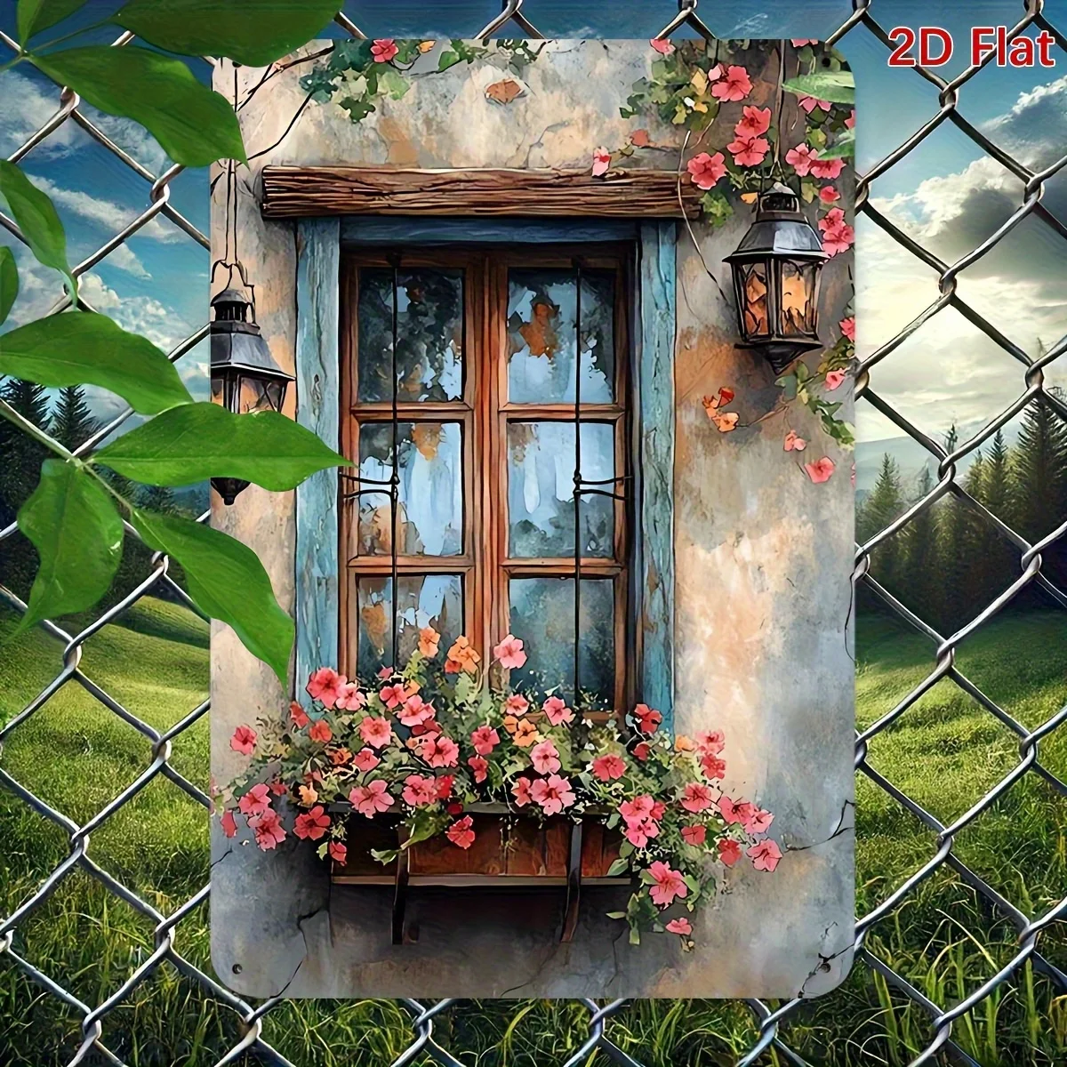 Vintage 8x12 Zoll Metallschild, Farmhaus-Wandkunst mit Blumenmuster, vorgebohrte Eisen-Dekoration für Innen- und Außenbereich, einfache Installation