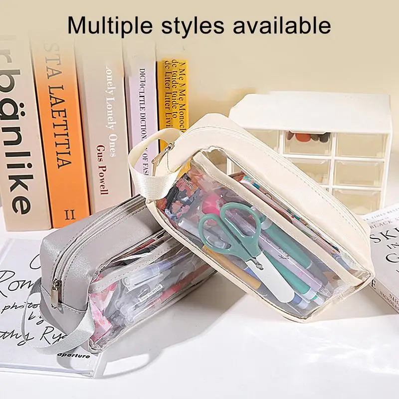 Transparent Pencil Case Large Capacity Pencil Pouch School Supplies Pen Case School Pencil Cases Stationery Pencilcase