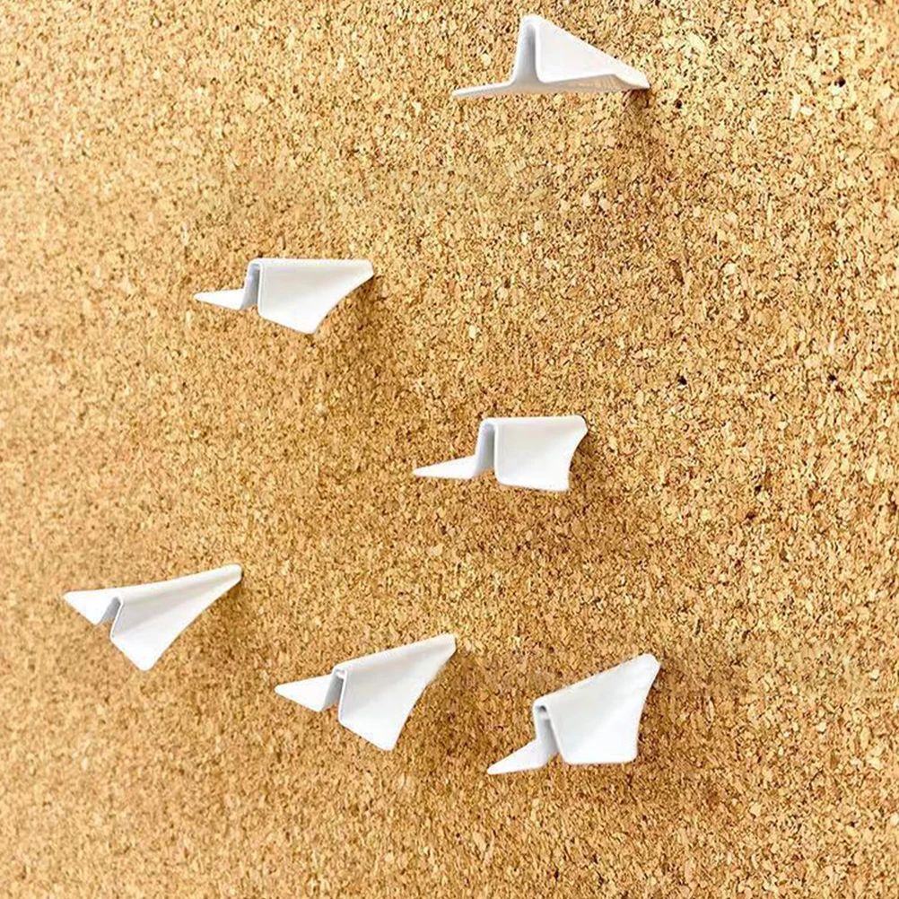 

12pcs Paper Airplane Thumbtacks Delicate Pins Compact Tacks Map Accessories Girls Bedroom Bulletin Board Decorative White Daily
