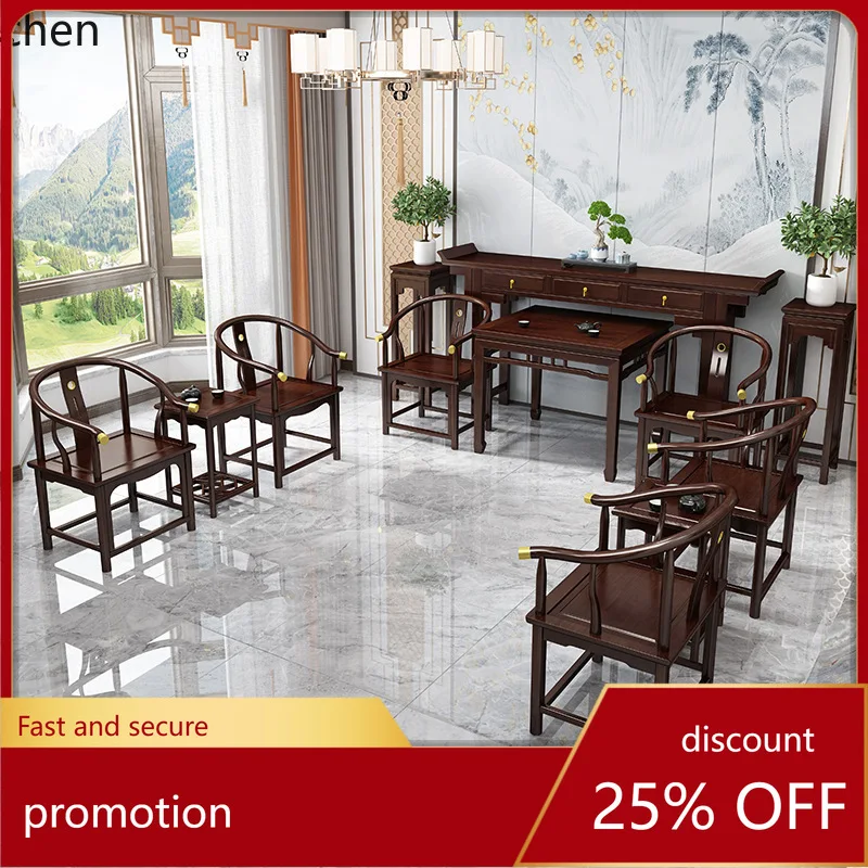 CZ Solid Wood Rural Hall Six-Piece Set Chinese Style Tai Shi Chair Four-Piece Set Eight Immortals Table Altar Table