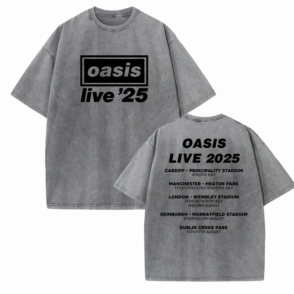 OASIS Live 25 Tour 2025 Vintage Harajuku Summer Unisex O-Neck Short Sleeve Cotton T-Shirts