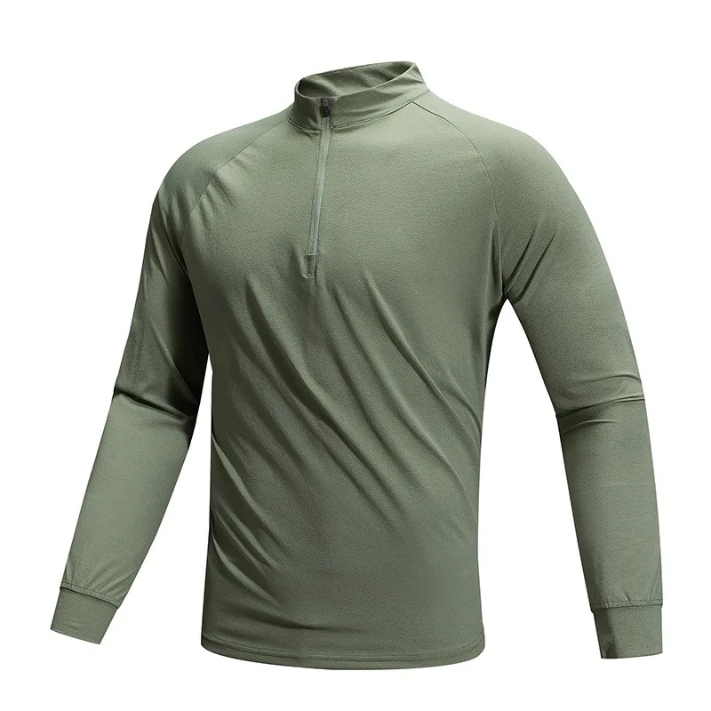 Men Half Zip Long Sleeve T Shirt Quick Dry Breathable Compression Tops Fitness Running Basketball Athletic Training Sportswear