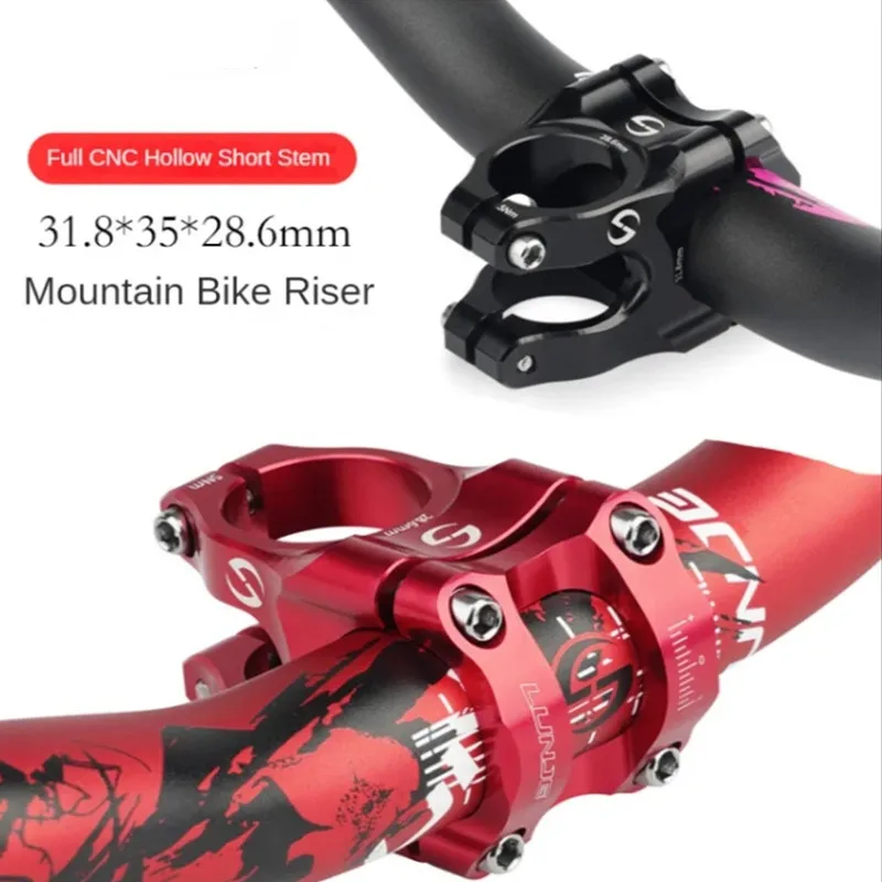 LUNJE Mountain Bike Power Stem CNC Aluminum Alloy Hollow Handlebar Stem 31.8 * 35mm Titanium Stem Mtb Short Stem Bicycle Parts