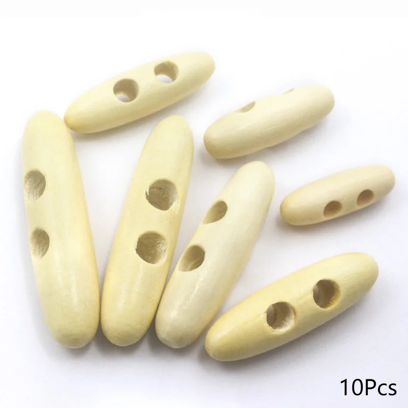 10Pcs Wooden Buttons Oval Shape Wood Toggle Button 2 Holes DIY Sewing Coat Cloak Jacket Clothes Buckle Accessories 30/40/50/60mm