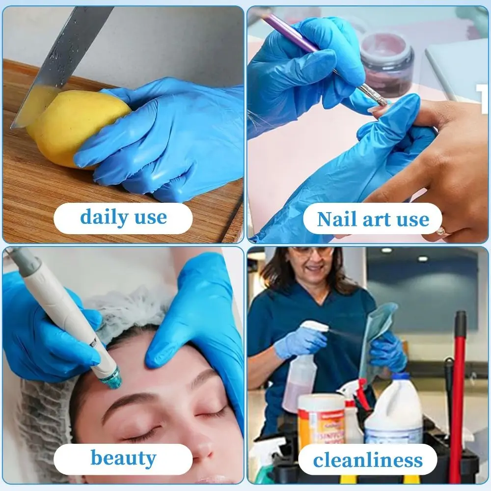 100PCS/box Blue Blend Powder Free Nail Disposable Gloves Easy Pull-Out Design Soft Single Use Gloves Nail Gloves