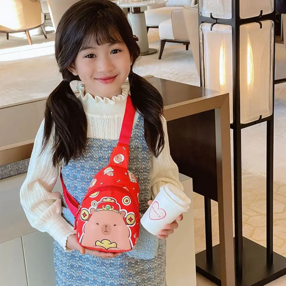 

Creative Nylon Capybara Chest Bag Portable Casual Cartoon Shoulder Bag Large Capcity Kids Crossbody Bag Student