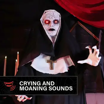 Halloween Animatronic Nun with Jump Scare, 5.4-Ft. 4