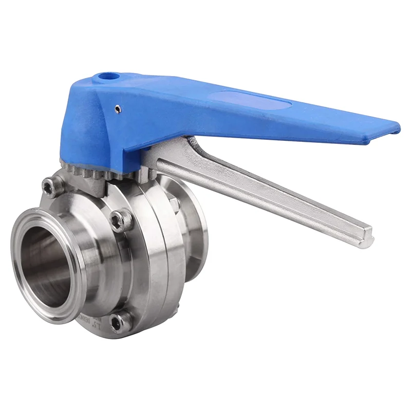 Butterfly Valve with Blue Trigger Handle Stainless Steel 304 Tri-Clamp (1.5 Inch Tri Clamp Butterfly Valve)