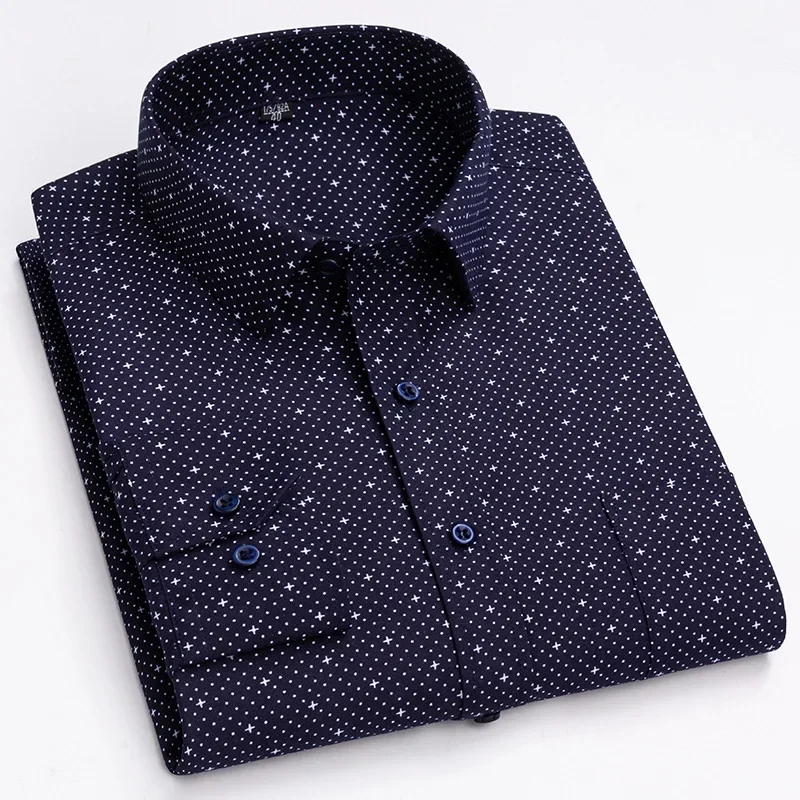 

Men Print Shirts Casual Long Sleeve Striped Dress Shirt for Man Business Formal Slim Fit Button Up Polka Dot Men's Clothing