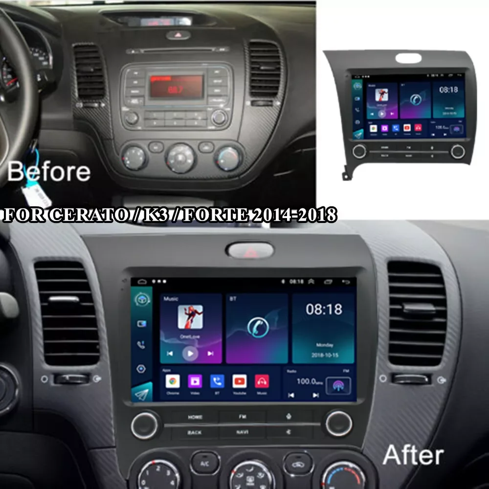 Android 14 For Kia Cerato 3 K3 Forte 2013 2014 2015 2016 2017 2018 Car Auto Radio Multimedia Player Navigation GPS DVD Screen BT