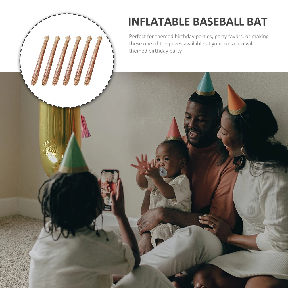 6 Pcs Inflatable Baseball Bat Play Soft Toss Cartoon Boy Gifts Toy Sports Child