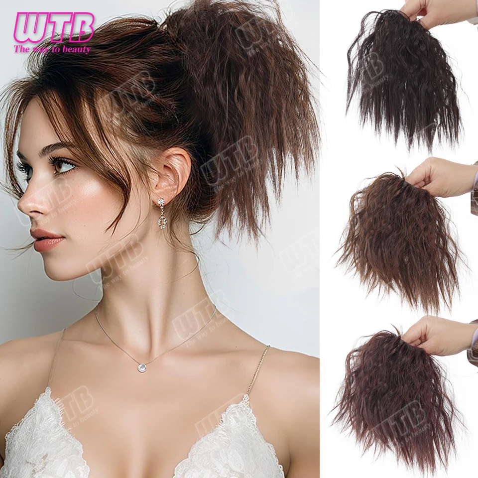 

WTB Messy Bun Wig Synthetic Wig, Elastic Tie Style Volumizing Curly Bun Wig Suitable for Women Girls for Daily Wear and Holidays