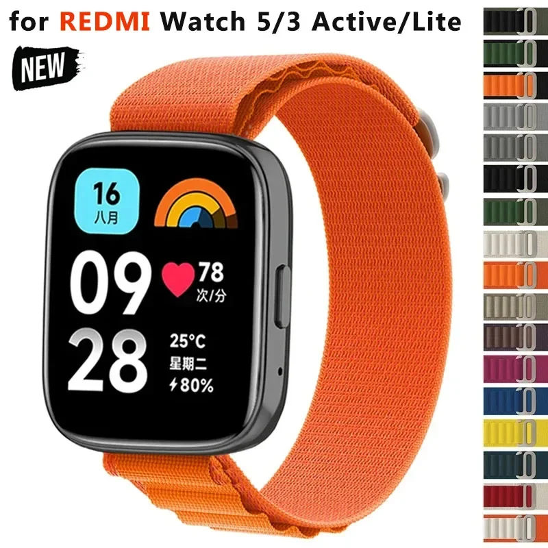 جبال الألب النايلون حلقة ل Redmi ساعة 3/5 نشط 22 مللي متر الرياضة حزام معصمه Correa ل Xiaomi Redmi 3/5 لايت سوار إكسسوارات
