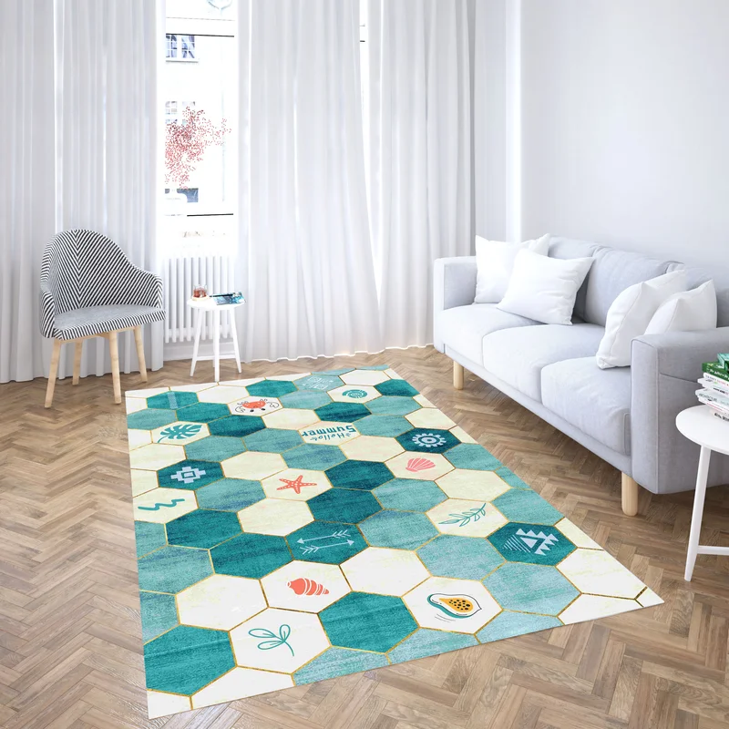 

Ковер VIKAMA из искусственного кашемира, нескользящий, легко устанавливаемый в уходе дивана, журнальный столик, украшение для спальни, балкона, дома