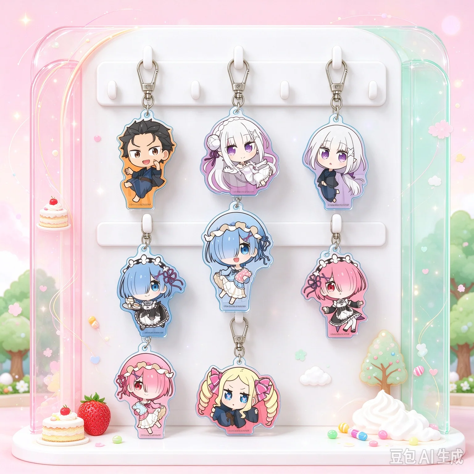 Re:Zero Starting Life in Another World Anime Game Peripheral Acrylic Keychain Transparent Pendant Bag Decoration Gift