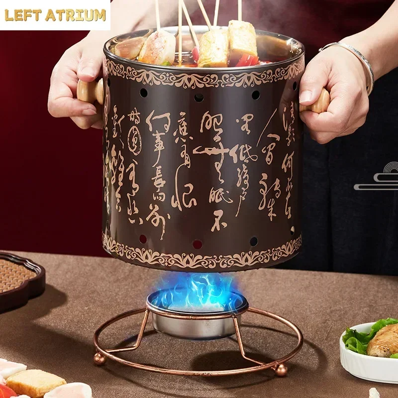 Alcohol Stove Hot Pot National Style Retro Shabu Special Internet Celebrity Skewer  Spicy Skewer Bobo Chicken Pot
