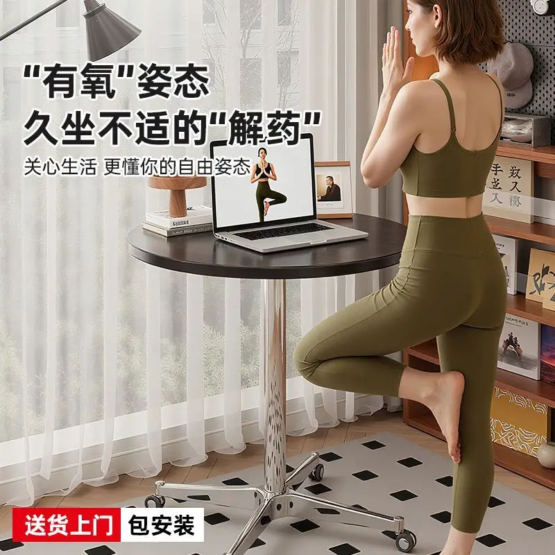 Lifting movable dining table, dual-purpose household small apartment multi-functional desk