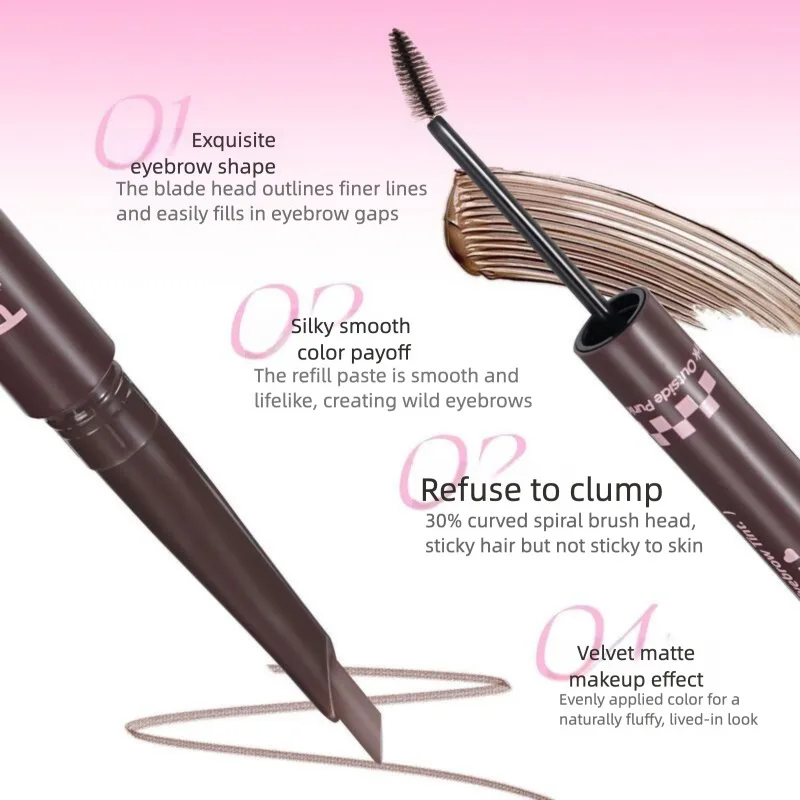 Natural Double-Headed Eyebrow Pencil And Dye Cream 3D Shaping Waterproof Sweat-Proof for Perfect Brows