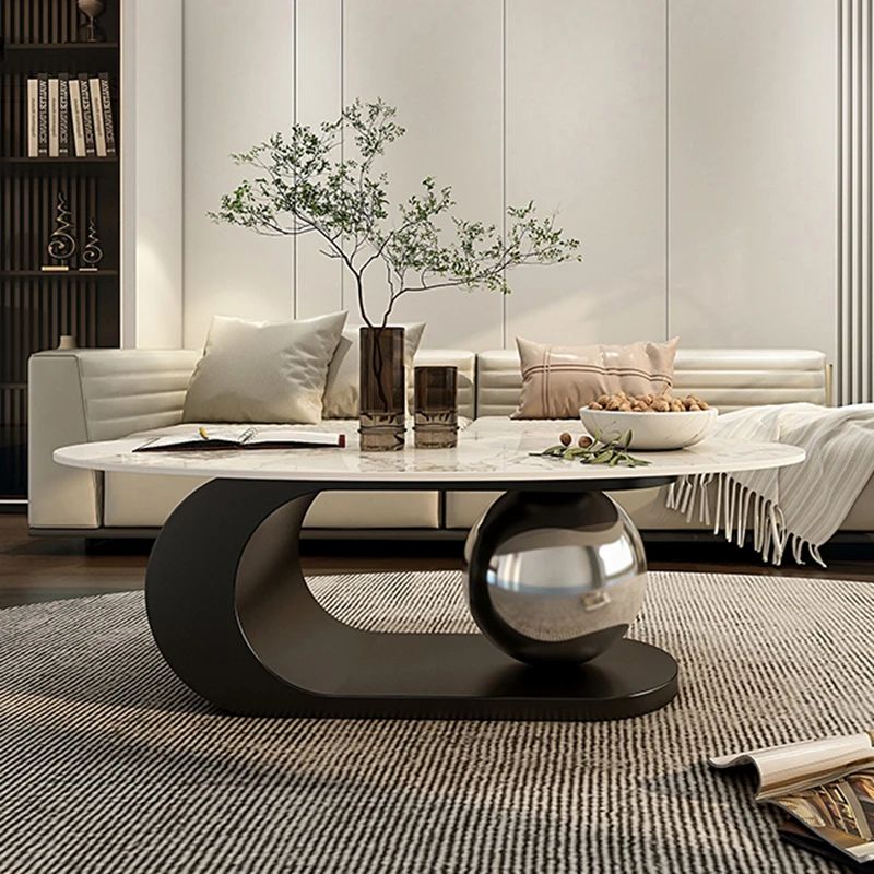 Luxury Oval Coffee Table Italy Holder Marble Top Sofa Center Coffee Table Living Room Dining Wohnzimmer Tische Home Furniture