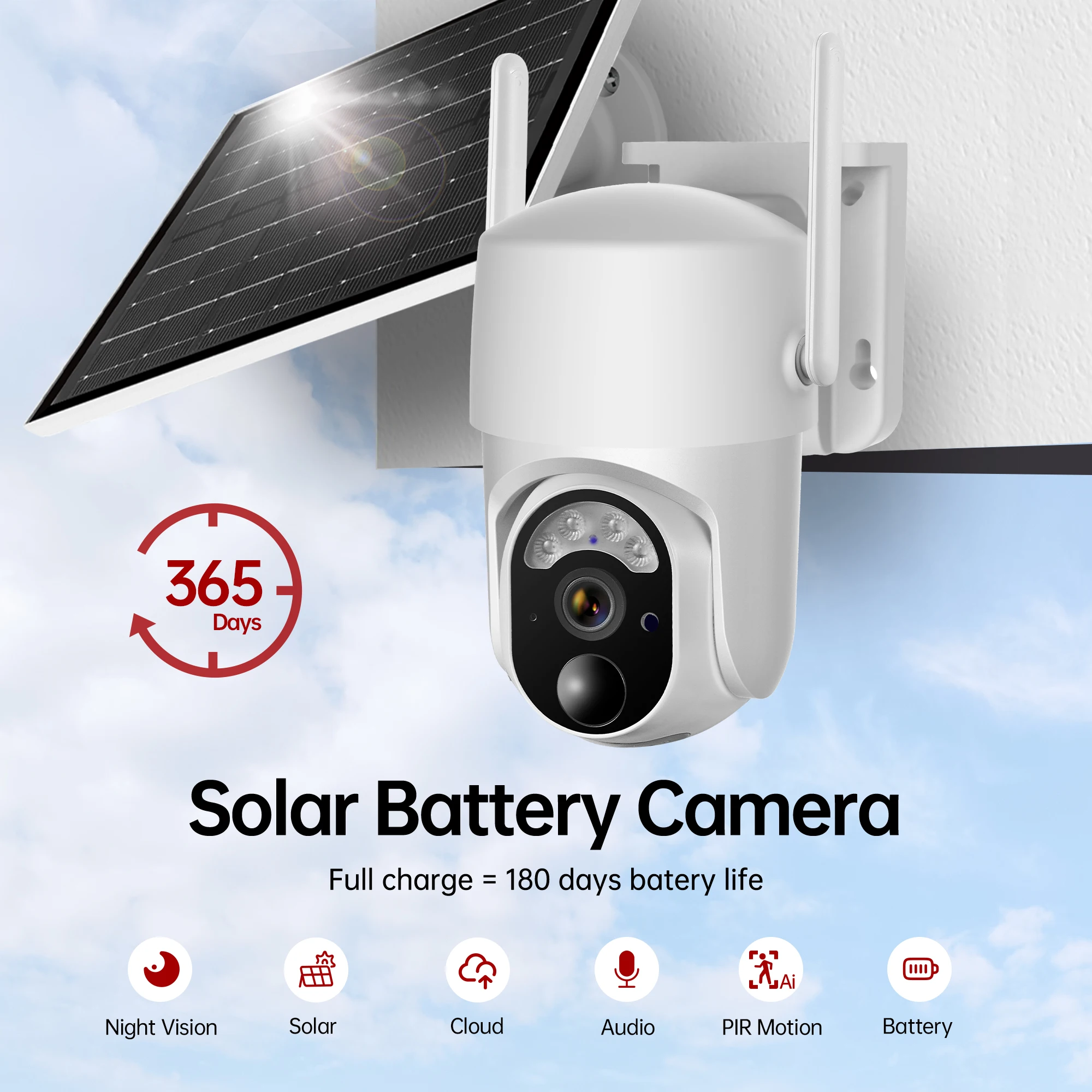 5MP Solar 4G Security Camera Ubox Low Power Consumption 30 Days Long Time Standby Outdoor Surveillance Cameras with Solar Panel