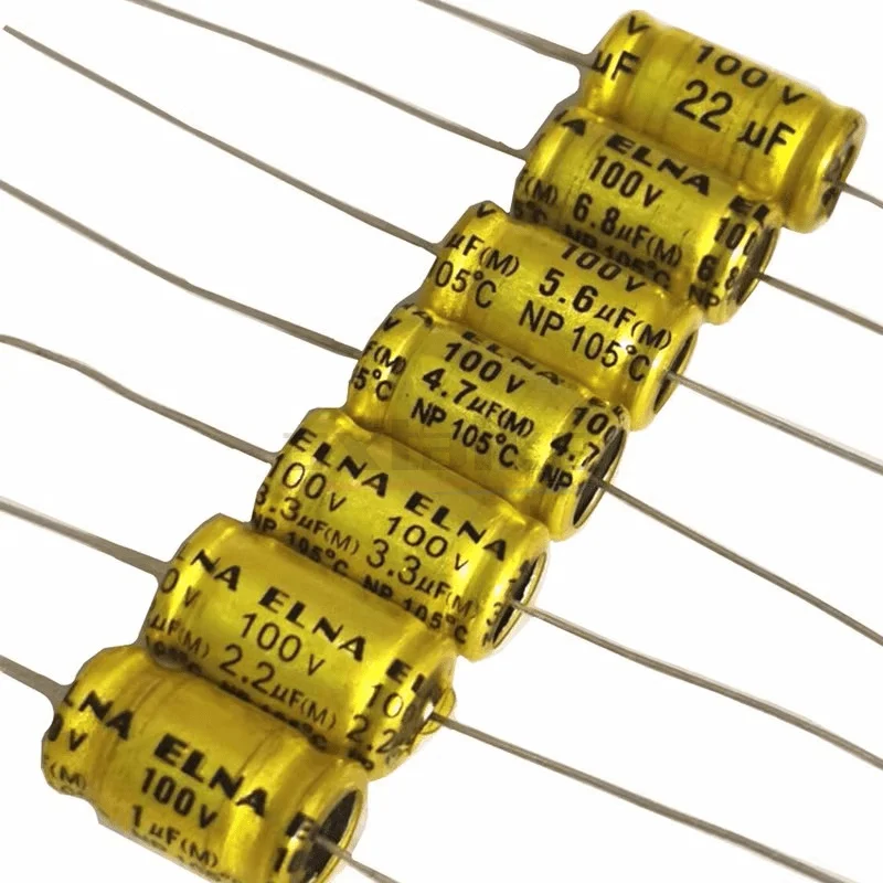 10PCS 100V 1uF 1.5uF 2.2uF 3.3uF 4.7uF 5.6uF 6.8uF 10uF 22uF 33uF 47uF 68uF 100uF NP Axial Horizontal Electrolytic Capacitor