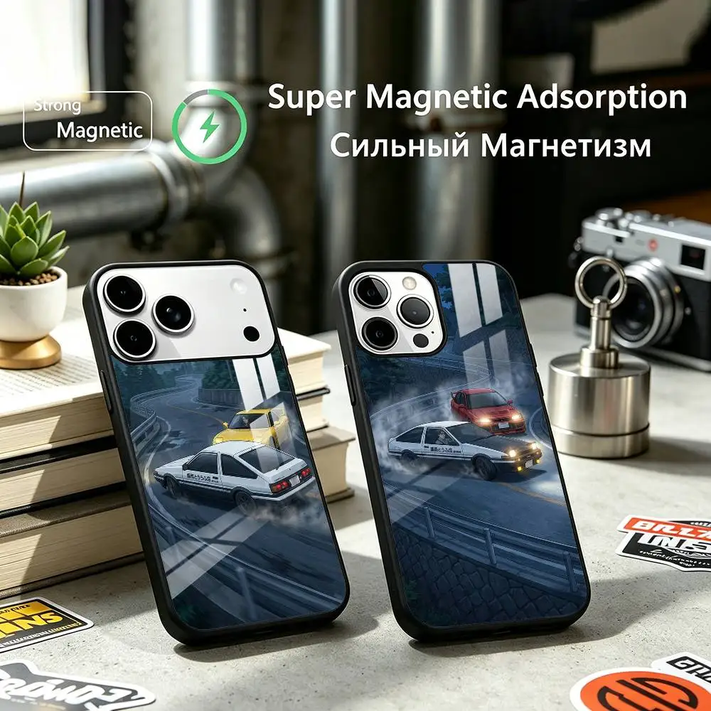 Initial D AE86 Anime Phone Case For iPhone17,16,15,14,13,12 Plus,Pro Compatible with magnetic wireless charging