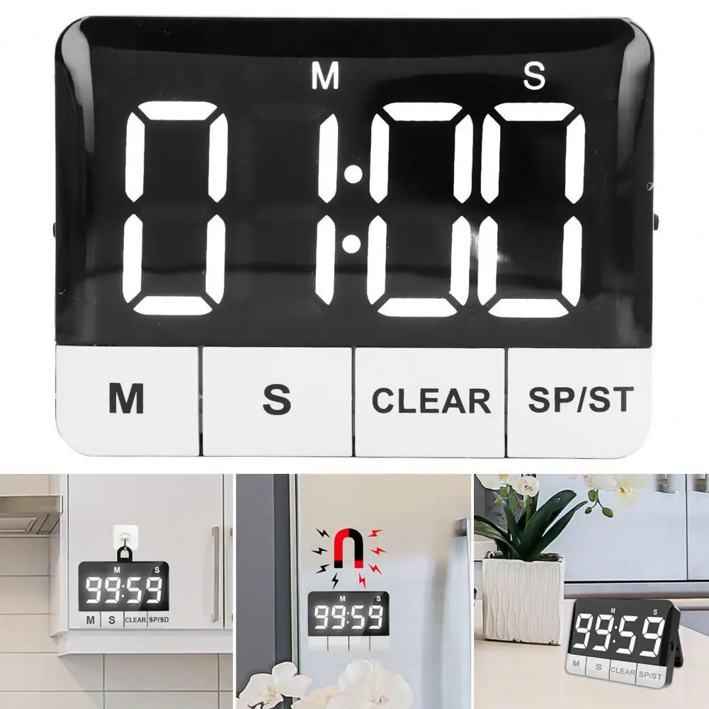 Kitchen Timer 120dB Loud Alarm Large LED Display Energy-saving Magnetic Countdown Multi-purpose Portable Timer