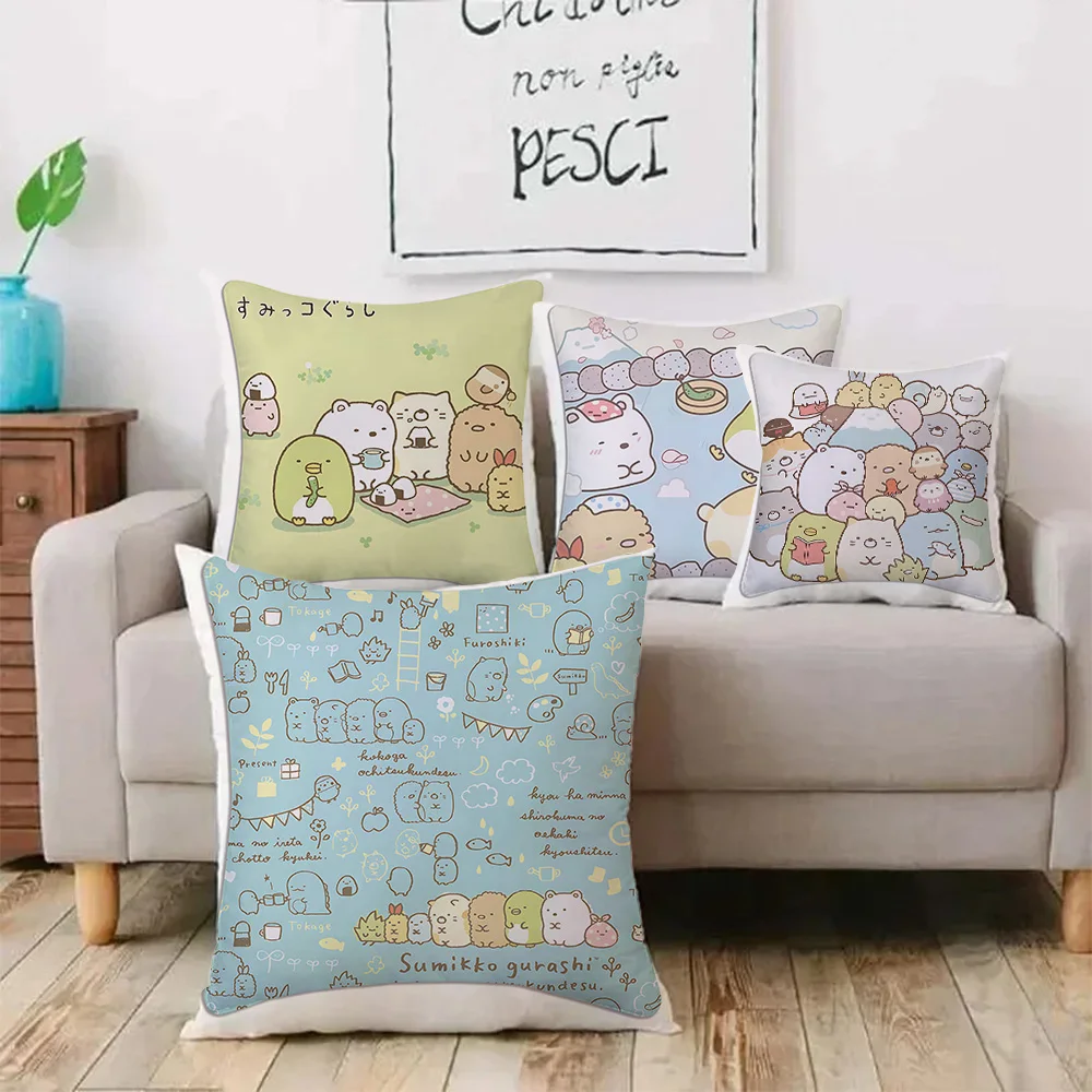 S-Sumikko Gurashi Exquisite Pillow Covers Cartoon Sofa Decorative Home Double-sided Printing Short Plush Cute Cushion Cover