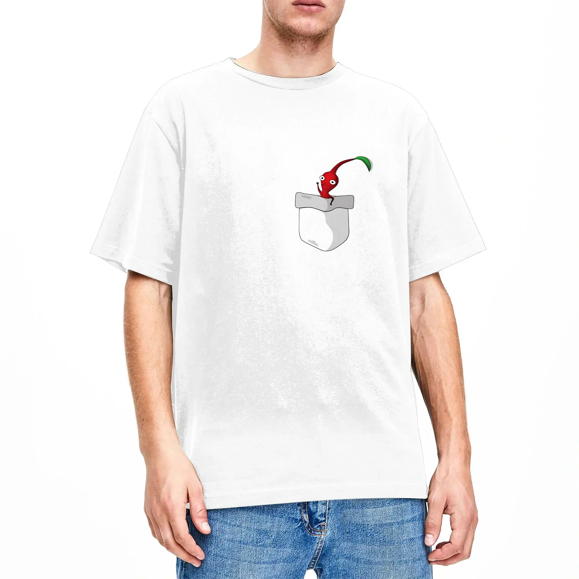 Men Red In Your Pocket!  T Shirts Pikmins Cotton Tees Summer Vintage Short Sleeve T Shirt Crewneck Fashion Casual Tshirt