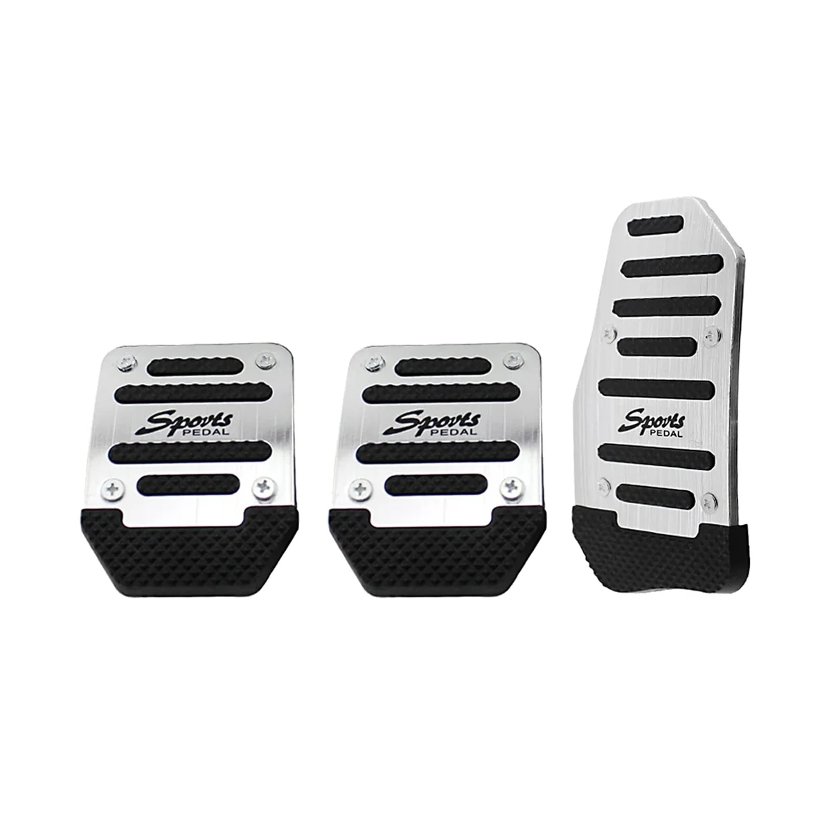 Car Non-Slip Aluminum Alloy Pedal Pads, Manual Gas Pedal Brake Pedal Cover Universal Replacement Accessories,Silver