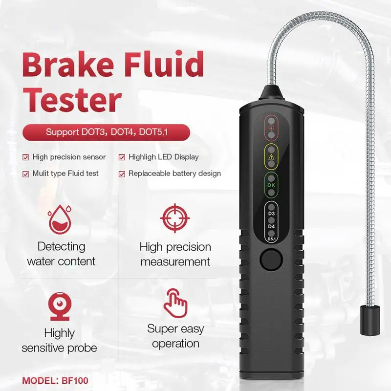 auto Brake Fluid Tester Accurate car Brake Oil Detector  For DOT3/DOT4/DOT5.1 Car Brake Oil Detector Brake Oil Moisture Meter 