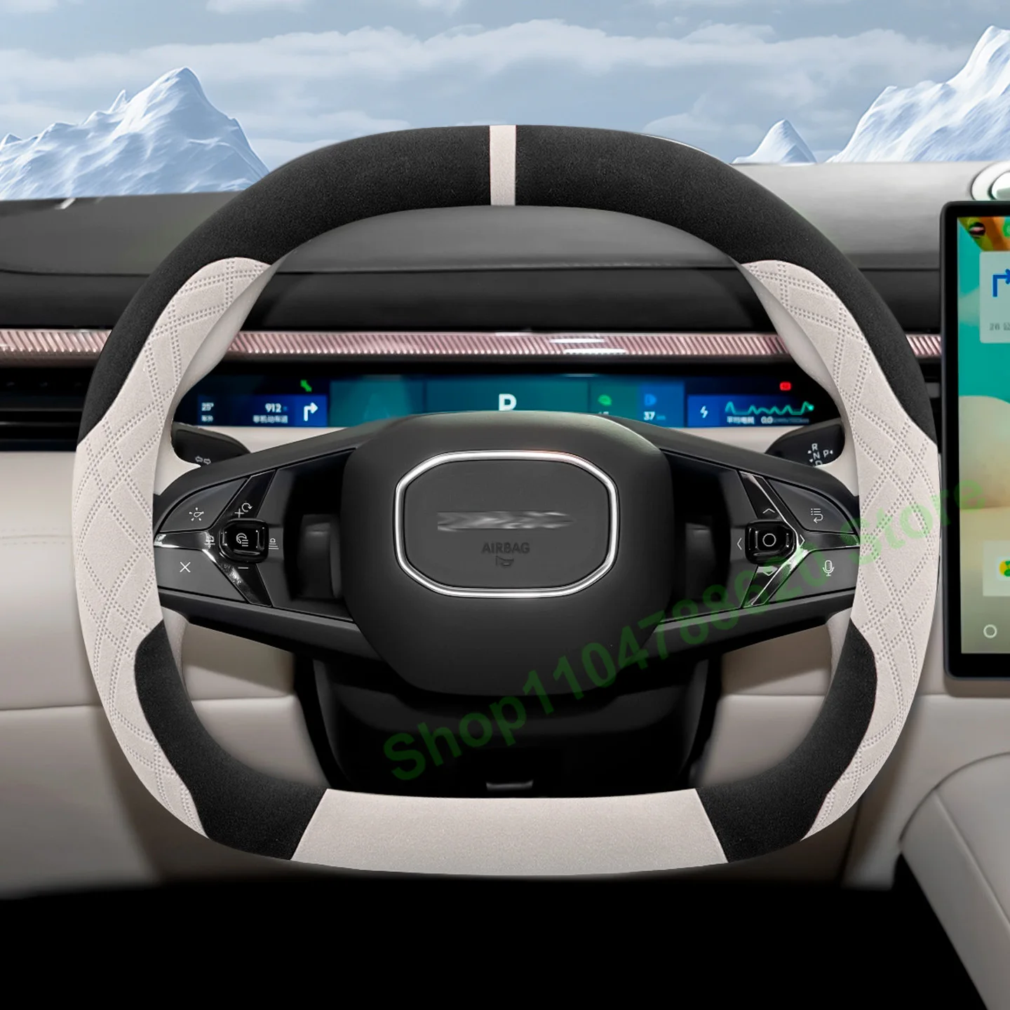 

Soft Suede Leather Steering Wheel Covers Non-slip Handle Cover for Lynk & Co 10emp 2025 2026 Interior Accessories