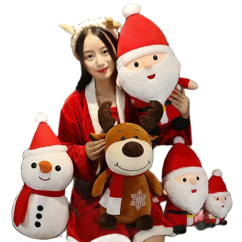 23/40/50CM Cartoon Santa Claus Plush Toy Stuffed Elk Snowman Animal Pillow Dolls Christmas Gifts For Children Birthday Decor