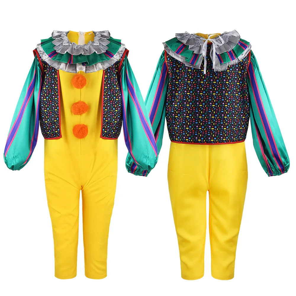 Stephen King\'s It Pennywise Cosplay Costume Clown Yellowe Joker Evil Horror Terror Halloween Coat Outwear Fancy Suit for Woman