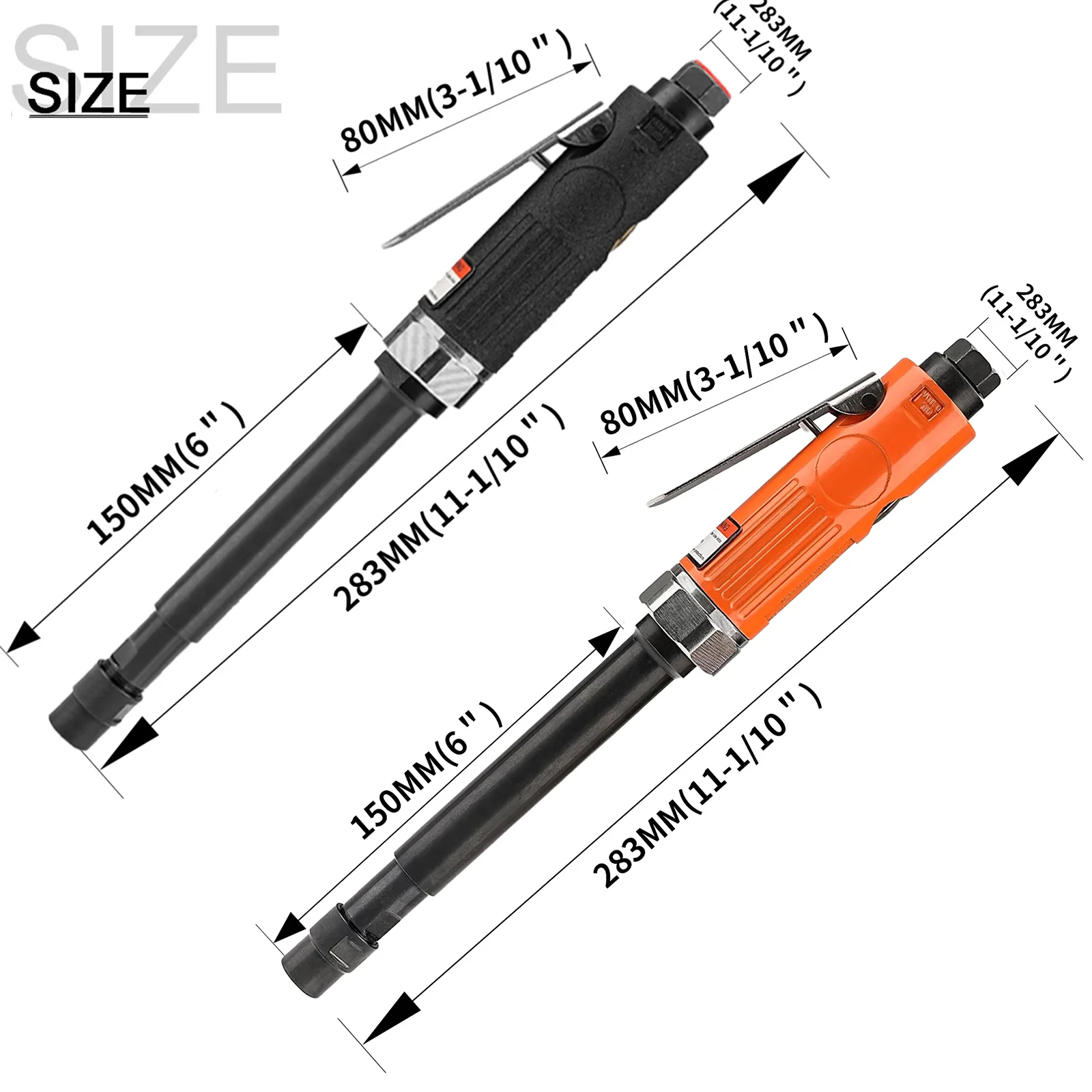 Extended Pneumatic Die Grinder Straight Grinding Mill Engraving Tool Air Carving Machine 1/4
