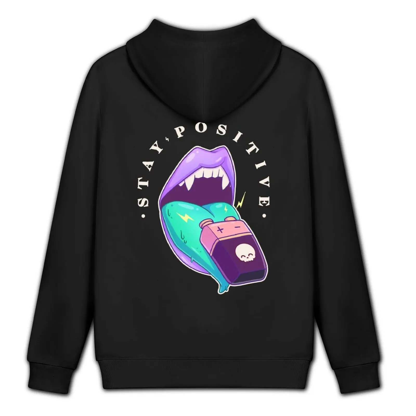Stay Positive Pastel Vampire Mouth - Kawaii Krypt Hoodie ملابس رجالي معطف رجالي بلوزة ملابس رجالية رياضية