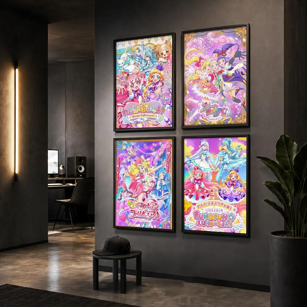 P-Pretty Cure Anime Poster HD Home Wall Stickers House Hallway Living Room Bedroom Bar Office Decor Art Prints